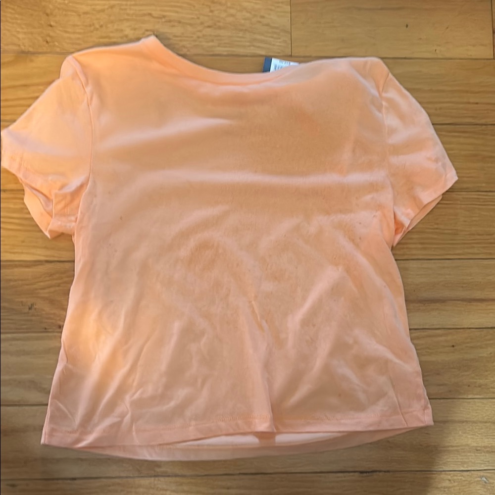 Universal Thread Orange Pink Crop Fitted Short Sleeve Tee